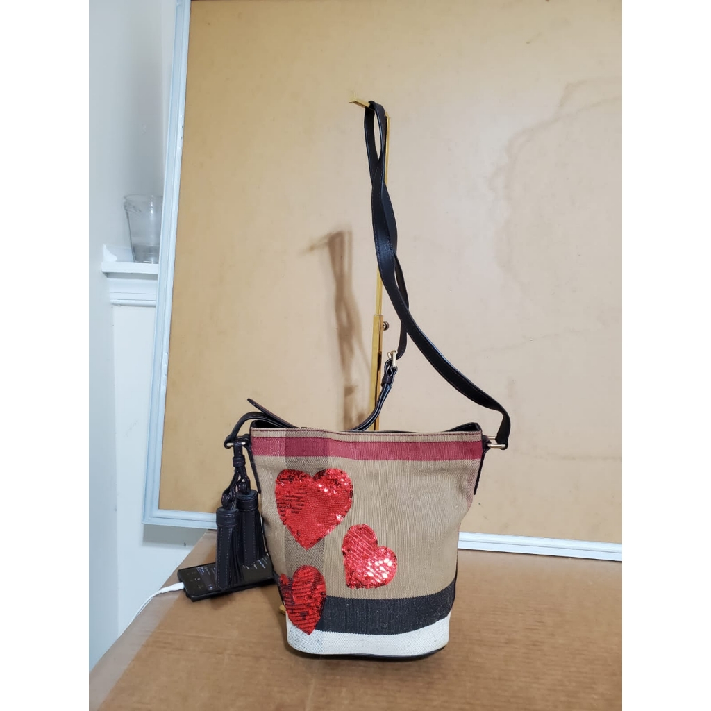 Burberry Ashby House Check Canvas With Sequins Mini Bag